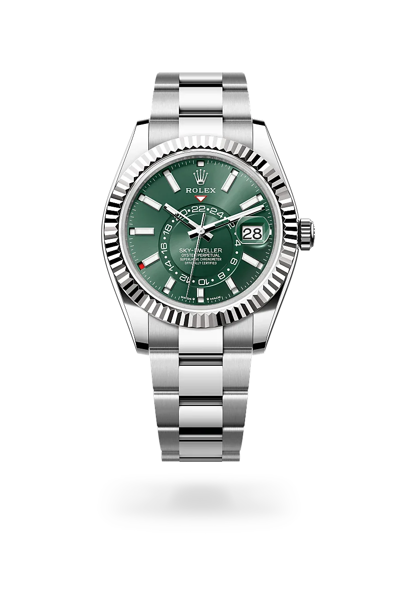 rolex Sky-Dweller in White Rolesor - combination of Oystersteel and white gold, M336934-0001 - Henne Jewelers