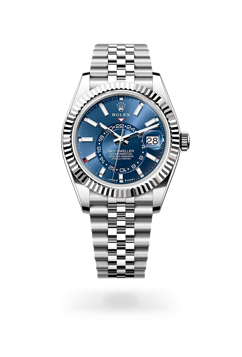 rolex sky-dweller in white rolesor - combination of oystersteel and white gold, M336934-0006 - henne jewelers