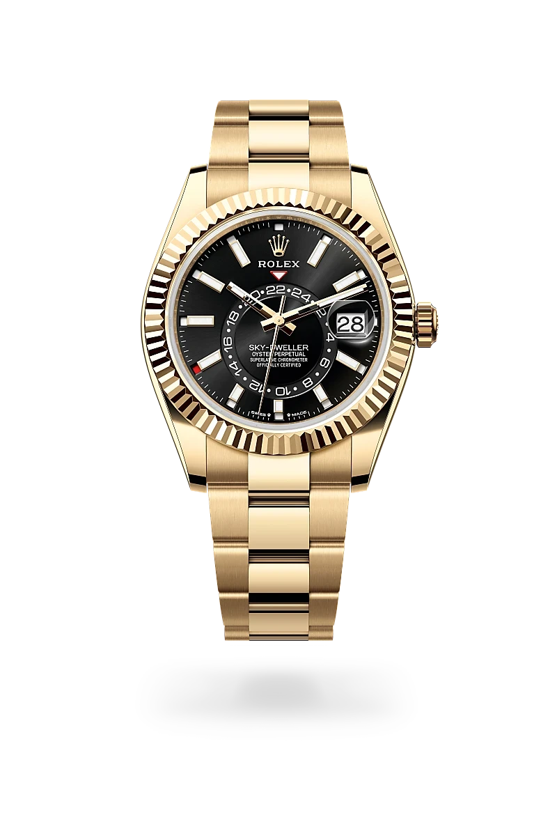 rolex sky-dweller in 18 ct yellow gold, M336938-0002 - henne jewelers