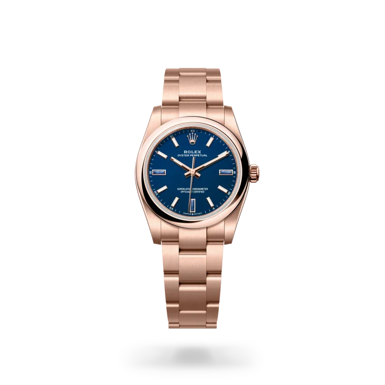 rolex Oyster Perpetual in 18 kt Everose gold, M124205-0002 - Henne Jewelers