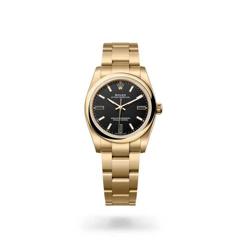 rolex Oyster Perpetual in 18 kt yellow gold, M124208-0001 - Henne Jewelers