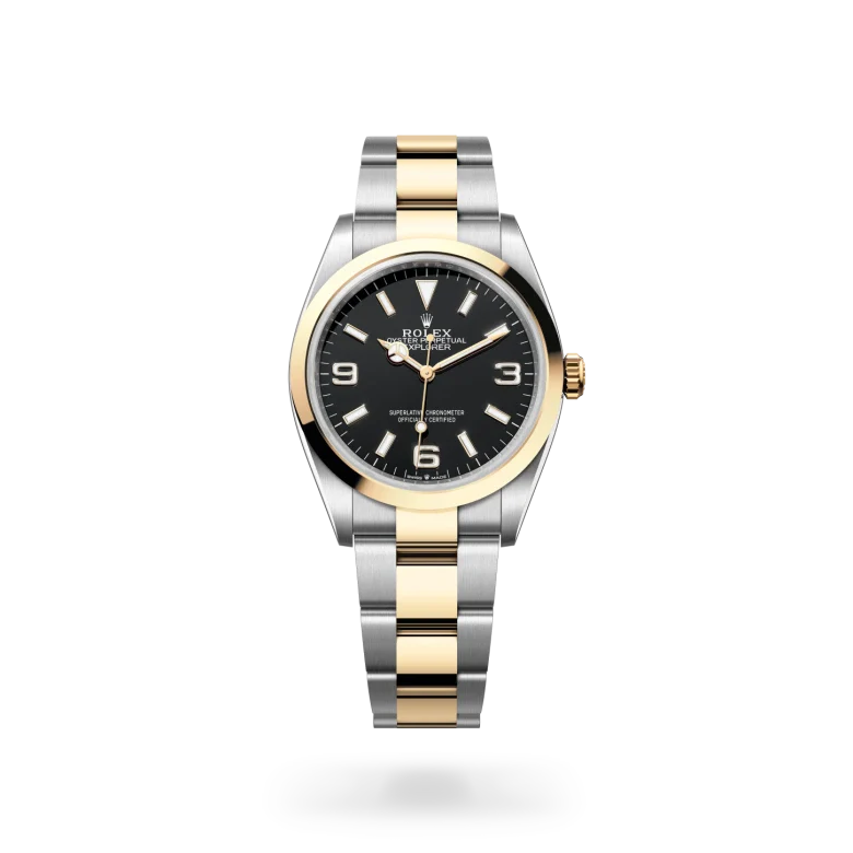 rolex Explorer in Yellow Rolesor - combination of Oystersteel and yellow gold, M124273-0001 - Henne Jewelers