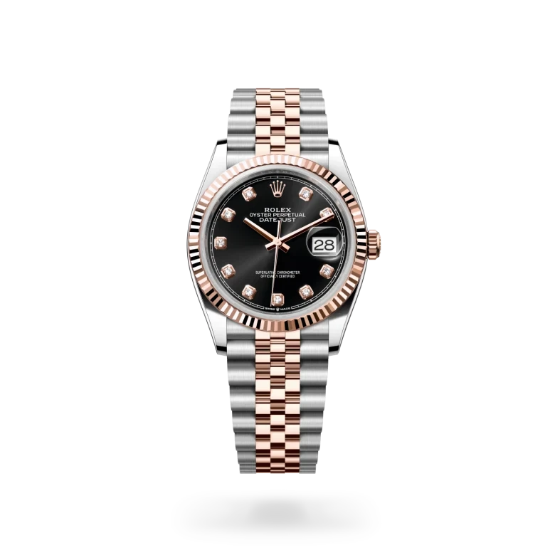 rolex datejust in everose rolesor - combination of oystersteel and everose gold, M126231-0019 - henne jewelers