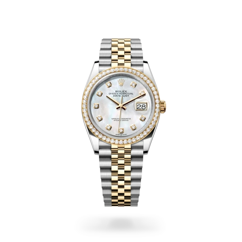 rolex datejust in yellow rolesor - combination of oystersteel and yellow gold, M126283RBR-0009 - henne jewelers