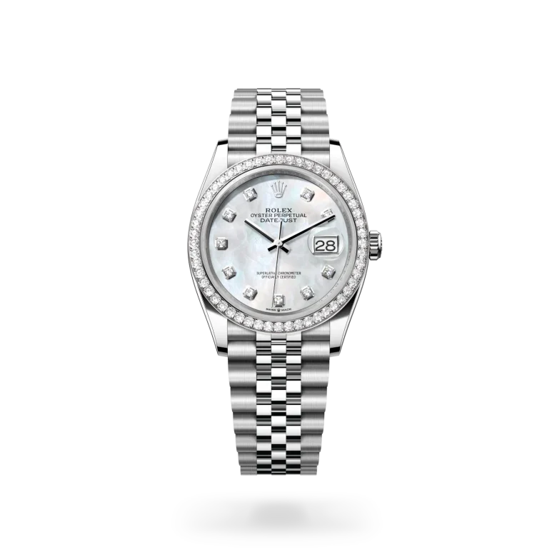 rolex Datejust in White Rolesor - combination of Oystersteel and white gold, M126284RBR-0011 - Henne Jewelers
