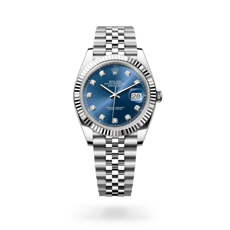 rolex datejust in white rolesor - combination of oystersteel and white gold, M126334-0016 - henne jewelers