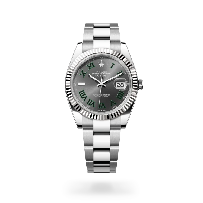 rolex datejust in white rolesor - combination of oystersteel and white gold, M126334-0021 - henne jewelers