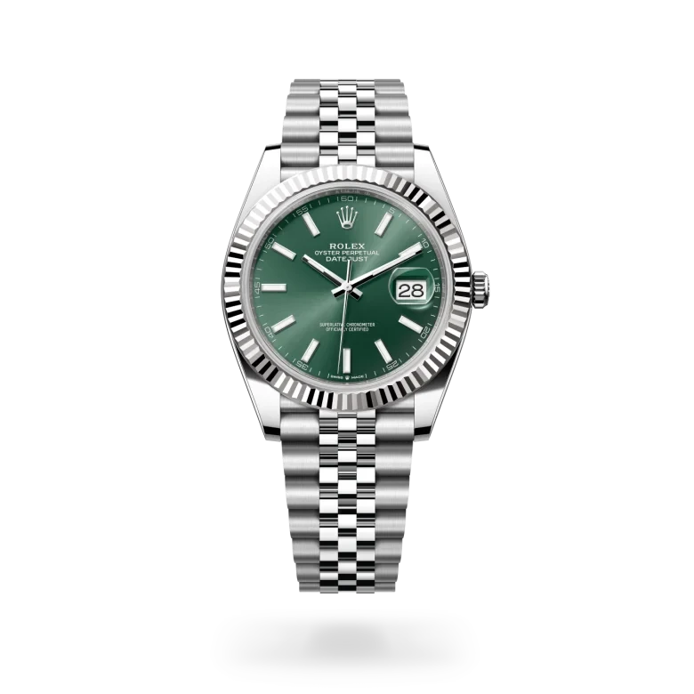 rolex datejust in white rolesor - combination of oystersteel and white gold, M126334-0028 - henne jewelers