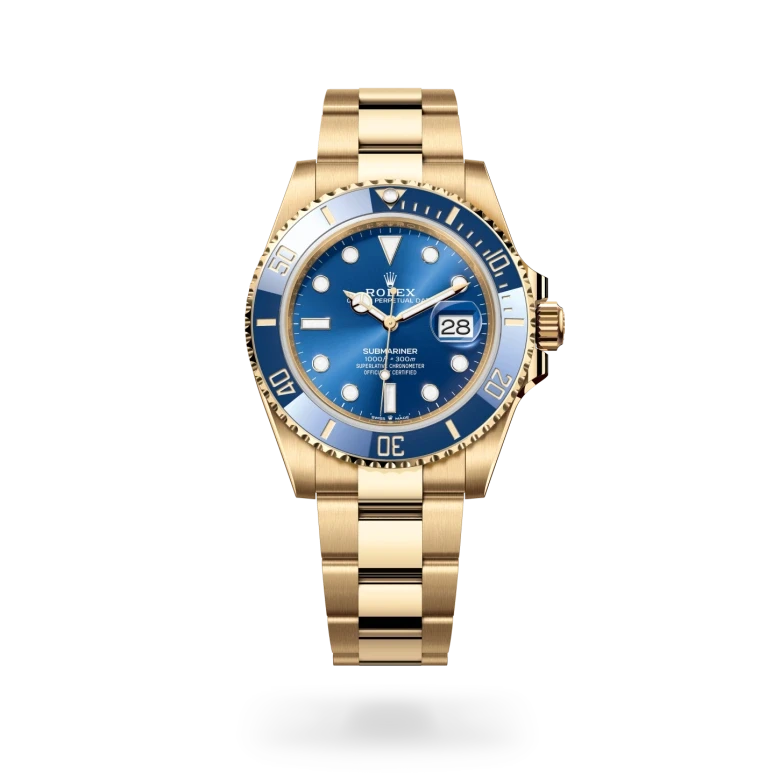 rolex submariner in 18 ct yellow gold, M126618LB-0002 - henne jewelers