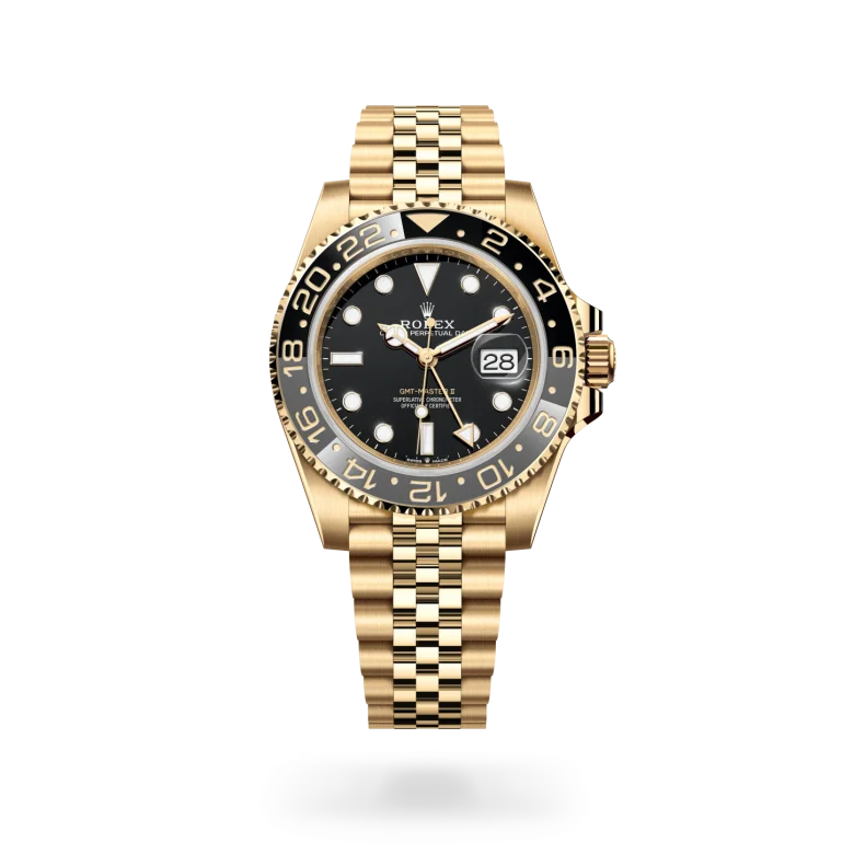 rolex GMT-Master II in 18 kt yellow gold, M126718GRNR-0001 - Henne Jewelers