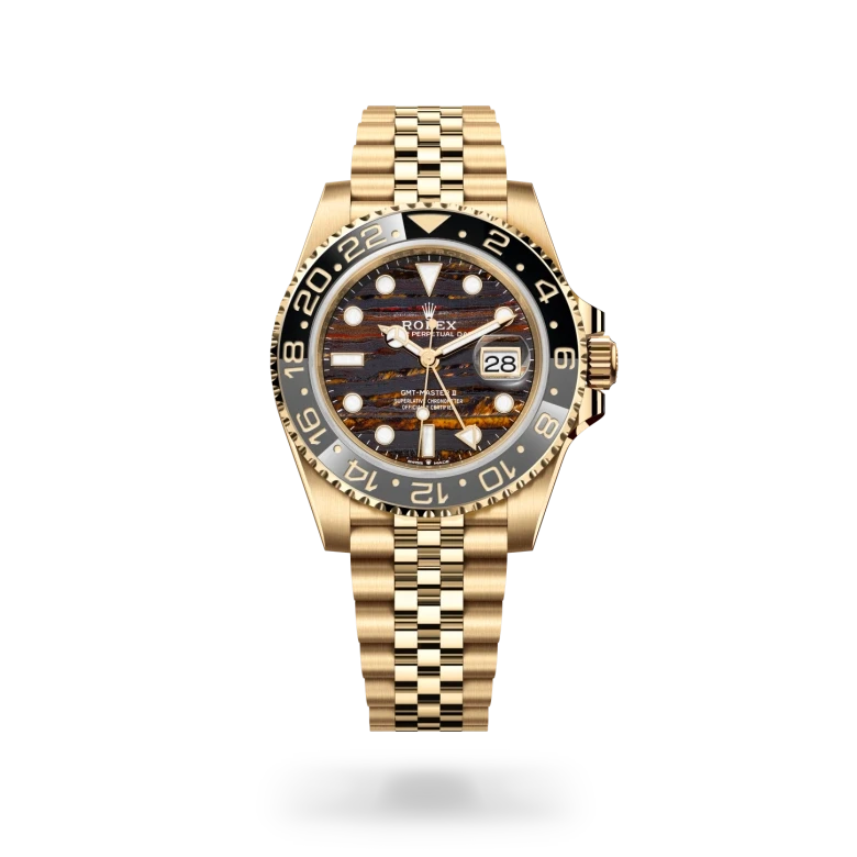 rolex gmt-master ii in 18 ct yellow gold, M126718GRNR-0002 - henne jewelers