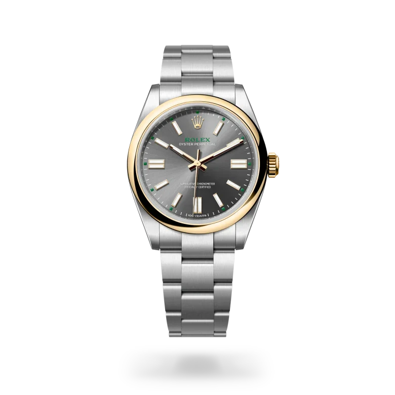 rolex Oyster Perpetual in Yellow Rolesor - combination of Oystersteel and yellow gold, M134303-0001 - Henne Jewelers