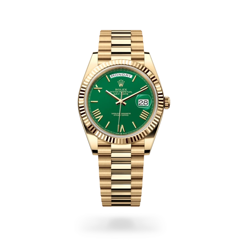 rolex day-date in 18 ct yellow gold, M228238-0061 - henne jewelers