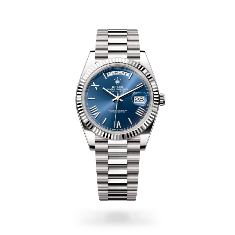 rolex day-date in 18 ct white gold, M228239-0007 - henne jewelers