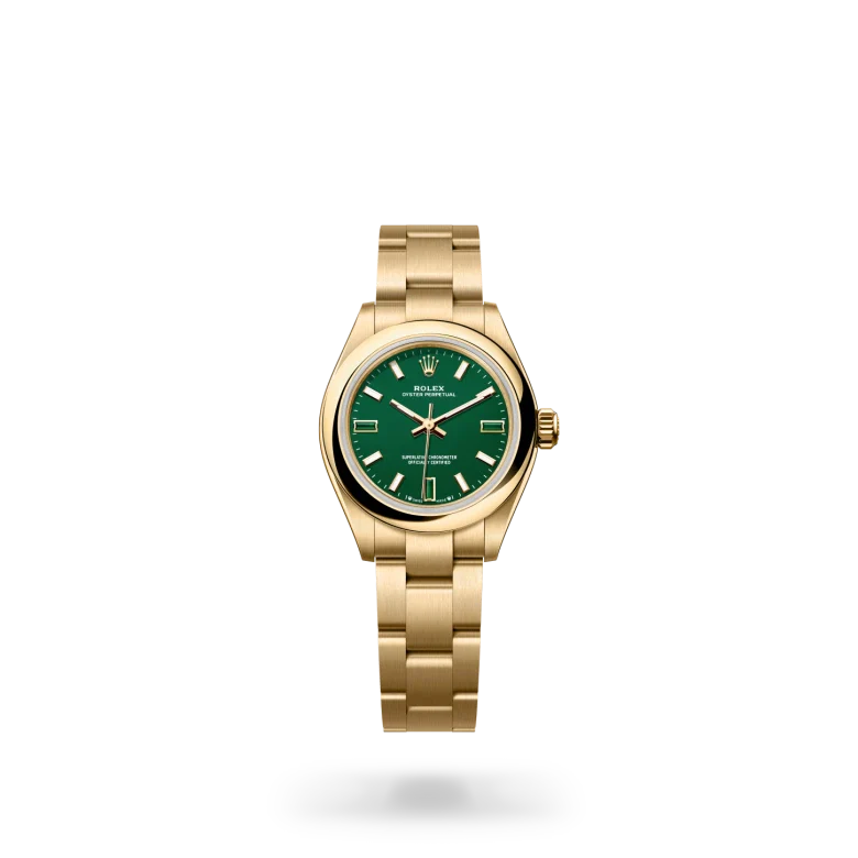 rolex Oyster Perpetual in 18 kt yellow gold, M276208-0002 - Henne Jewelers