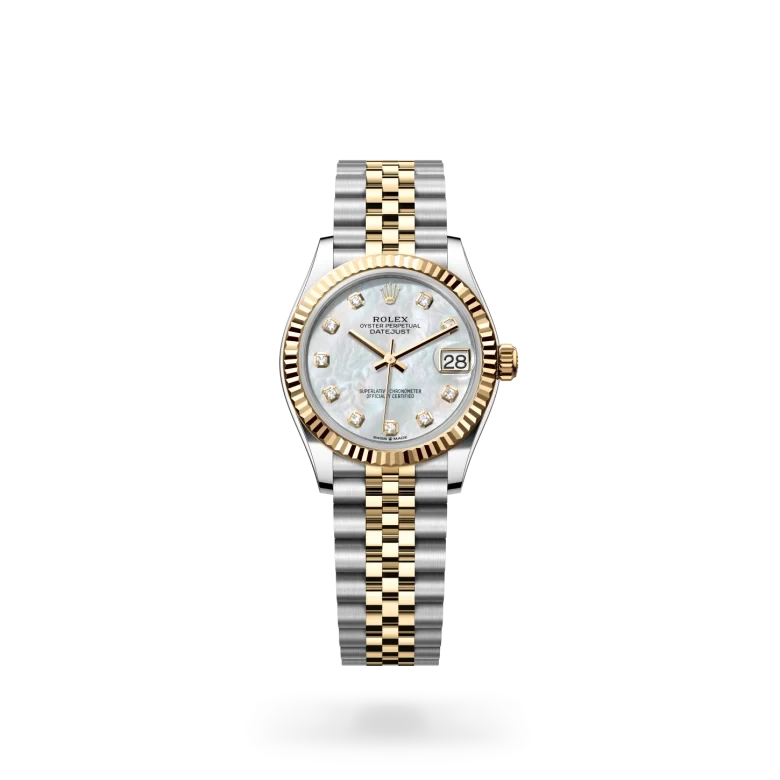 rolex datejust in yellow rolesor - combination of oystersteel and yellow gold, M278273-0028 - henne jewelers