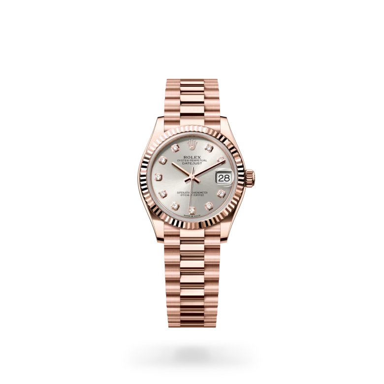 rolex datejust in 18 ct everose gold, M278275-0039 - henne jewelers