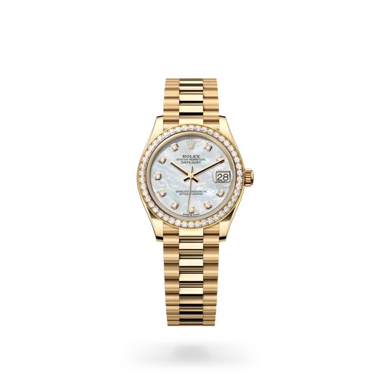 rolex datejust in 18 ct yellow gold, M278288RBR-0006 - henne jewelers