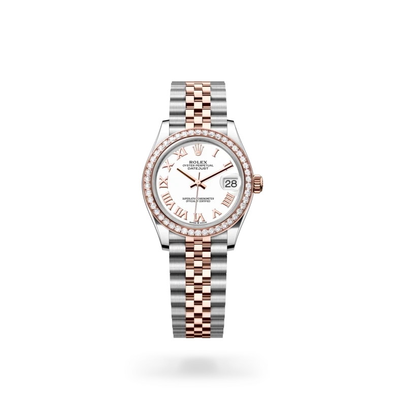 rolex datejust in everose rolesor - combination of oystersteel and everose gold, M278381RBR-0004 - henne jewelers
