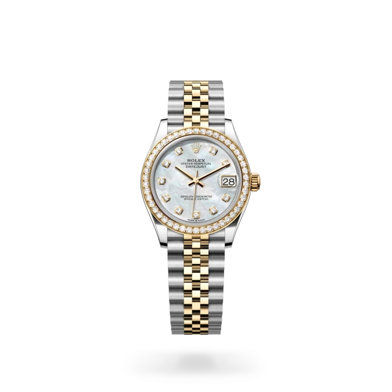 rolex datejust in yellow rolesor - combination of oystersteel and yellow gold, M278383RBR-0028 - henne jewelers