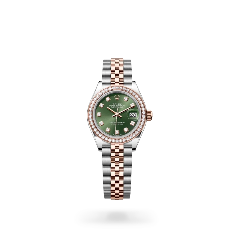 rolex lady-datejust in everose rolesor - combination of oystersteel and everose gold, M279381RBR-0007 - henne jewelers