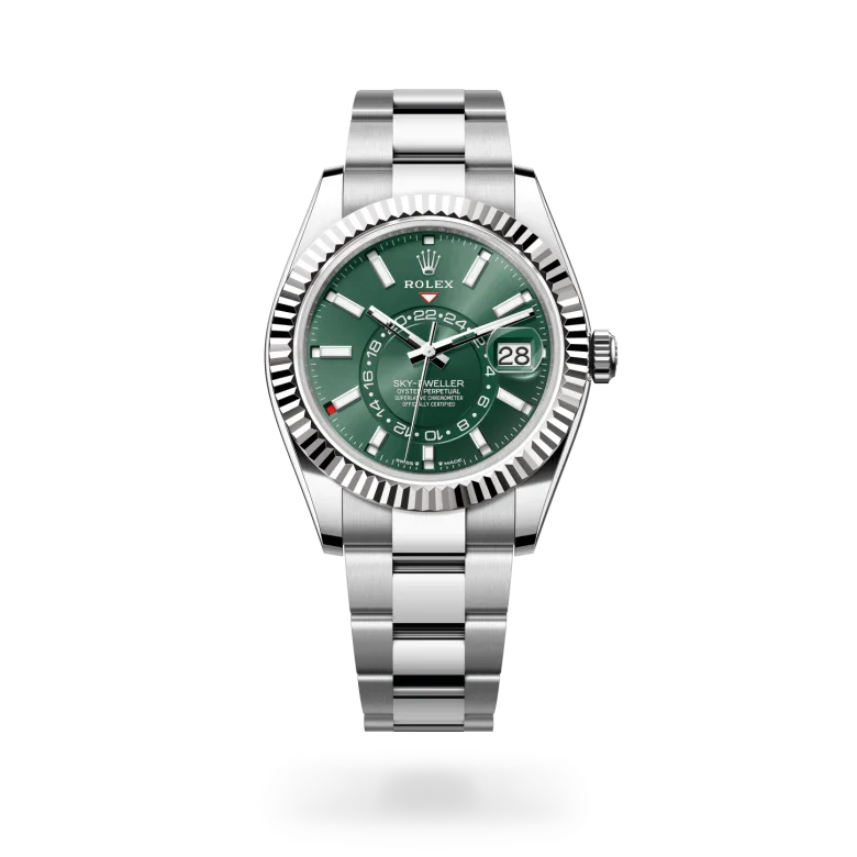 rolex Sky-Dweller in White Rolesor - combination of Oystersteel and white gold, M336934-0001 - Henne Jewelers