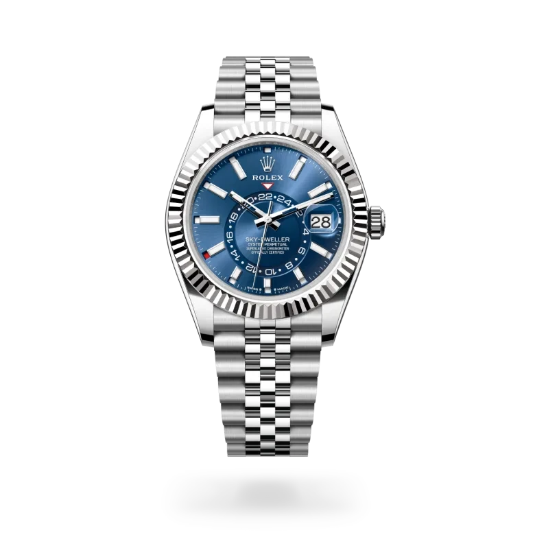 rolex sky-dweller in white rolesor - combination of oystersteel and white gold, M336934-0006 - henne jewelers