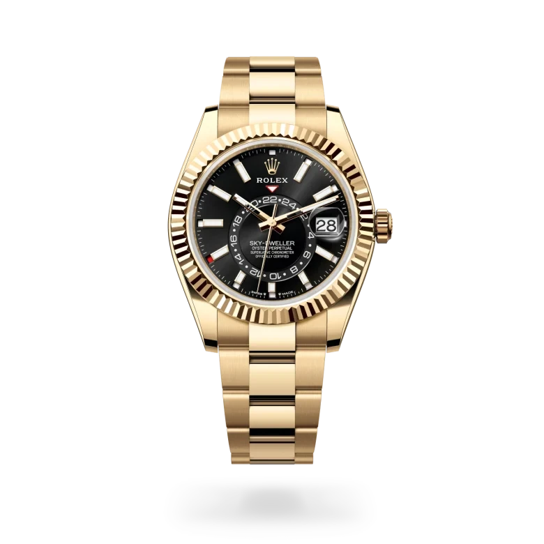 rolex sky-dweller in 18 ct yellow gold, M336938-0002 - henne jewelers