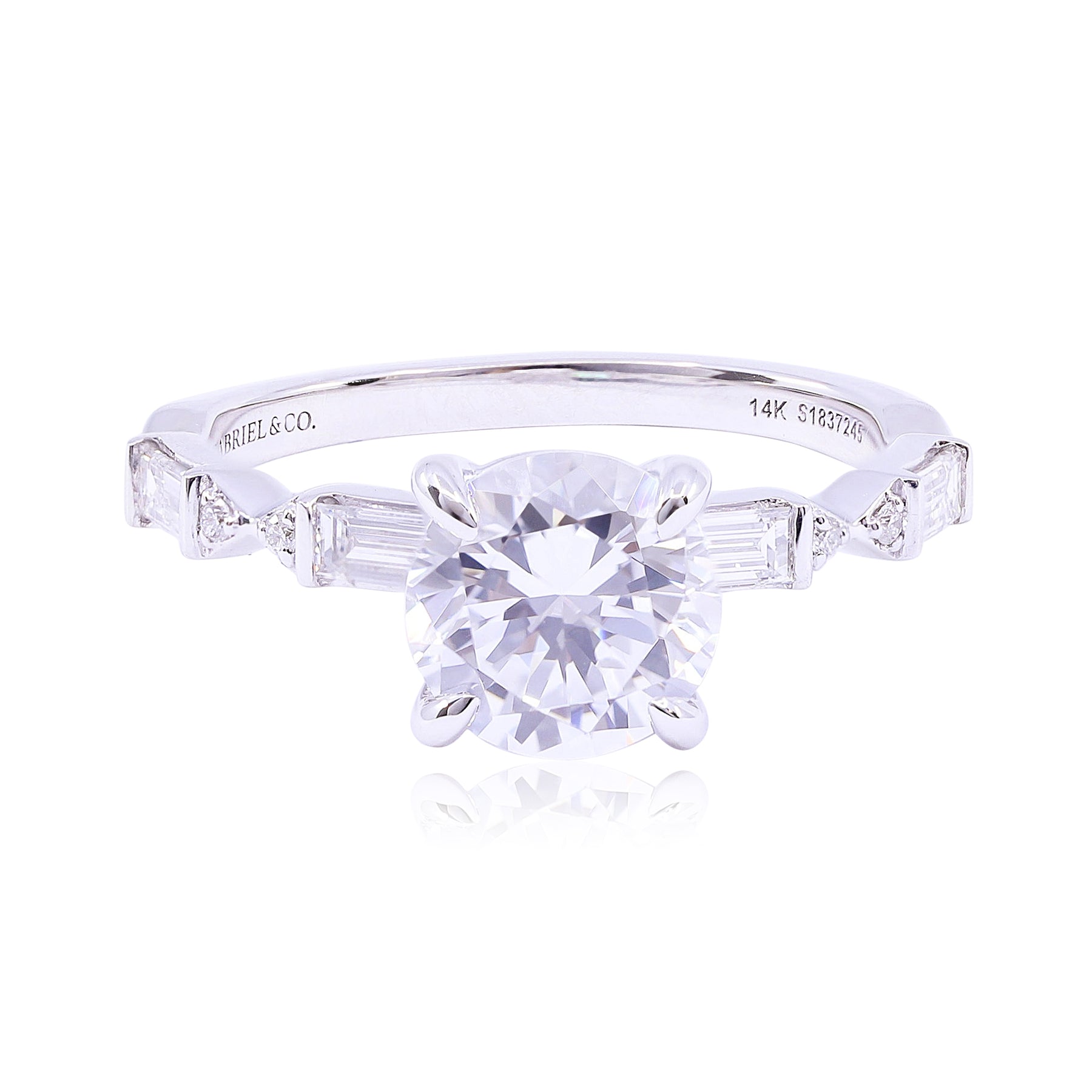 GABRIEL & CO. 14K WHITE GOLD ART DECO COLLECTION ENGAGEMENT RING - SETTING ONLY