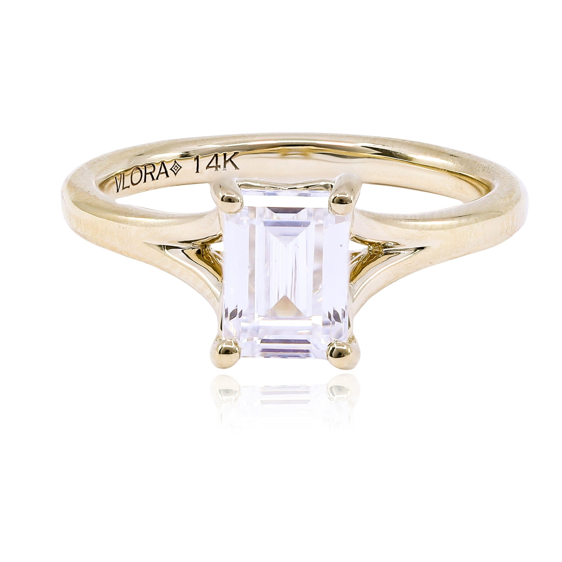 14K YG SOLITAIRE EMERALD CUT RING SETTING ONLY VSC20209-15YG