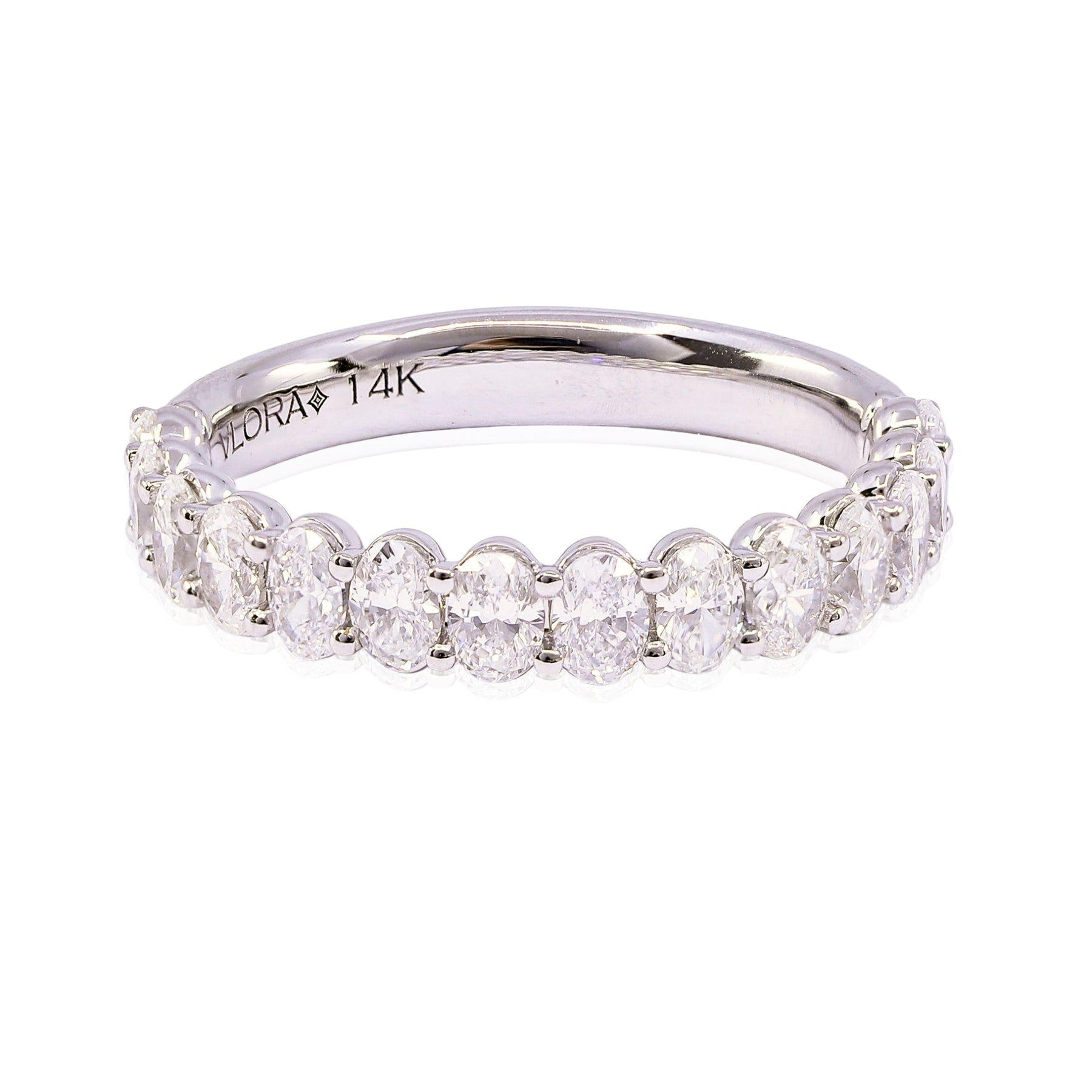 14K WHITE GOLD OVAL DIAMOND WEDDING BAND - 1.27CTW