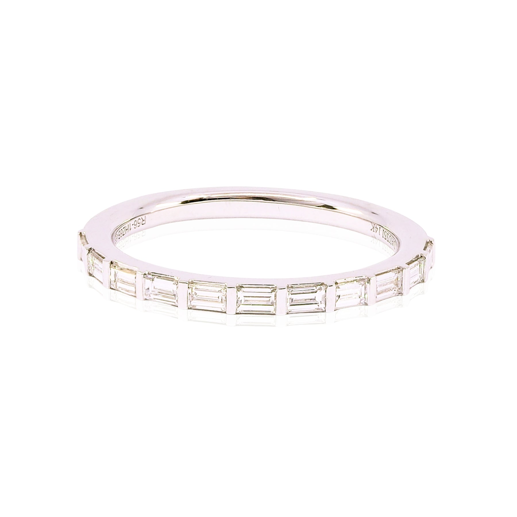 HENRI DAUSSI 14K WHITE GOLD BAGUETTE DIAMOND WEDDING BAND - 0.30CTW