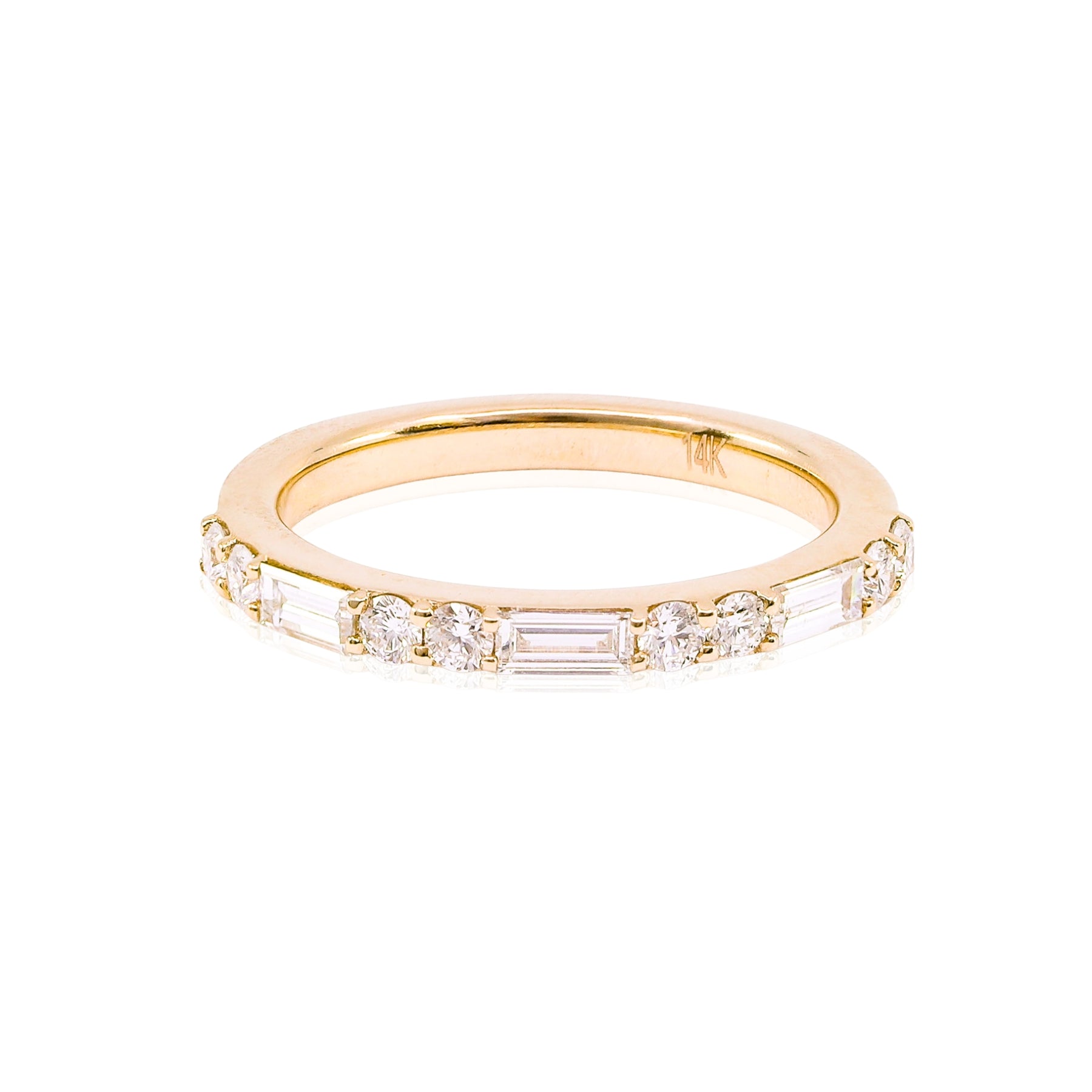 14K YELLOW GOLD BAGUETTE AND ROUND DIAMOND WEDDING BAND - 0.59CTW  209-14109