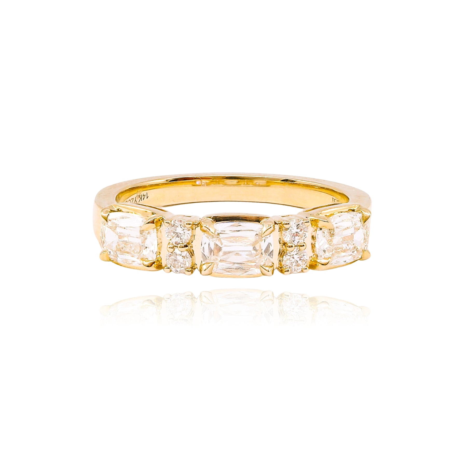 HENRI DAUSSI 14K YELLOW GOLD MIXED CUT WEDDING BAND - 1.03CTW