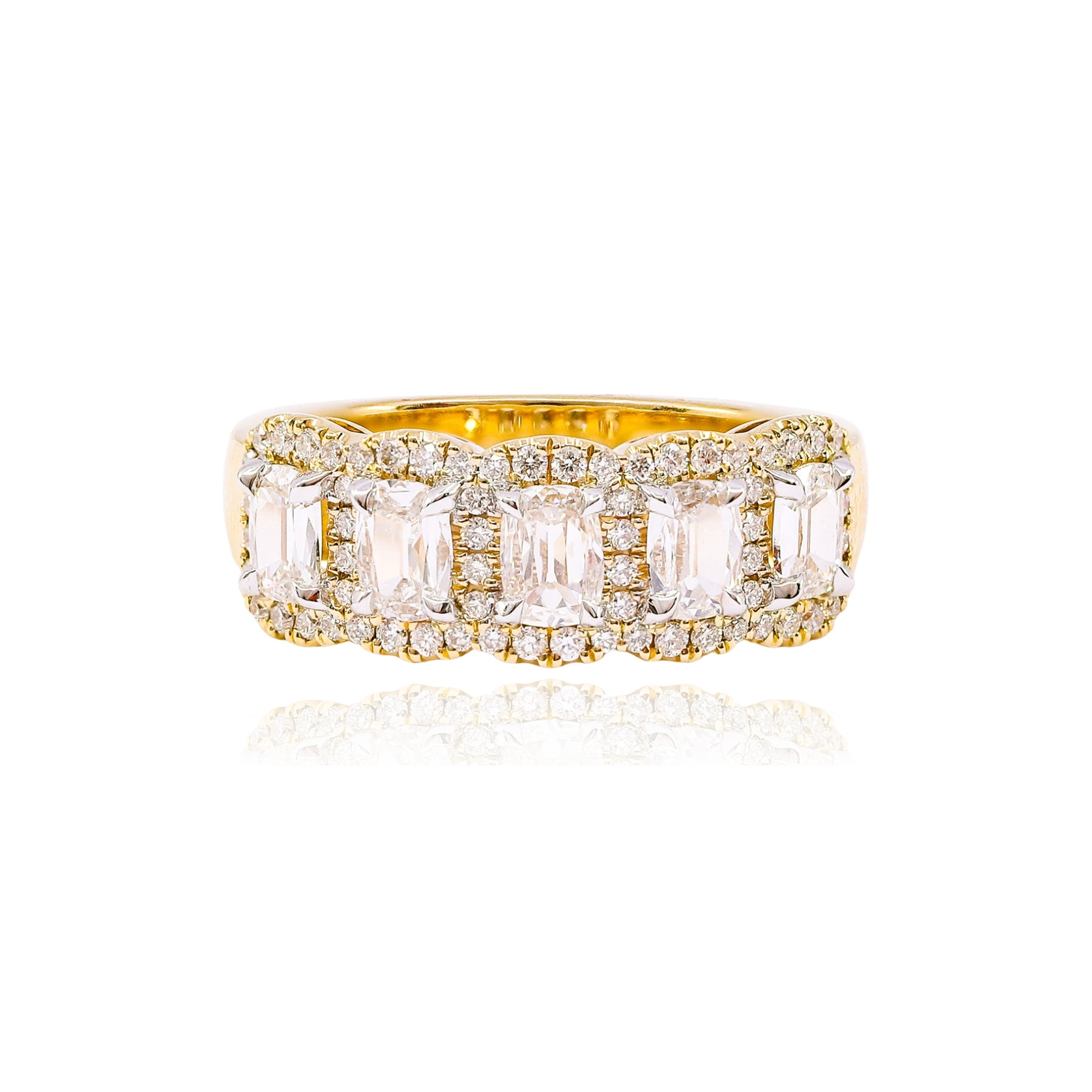 HENRI DAUSSI 18K YELLOW GOLD MIXED CUT DIAMOND WEDDING BAND - 1.23CTW