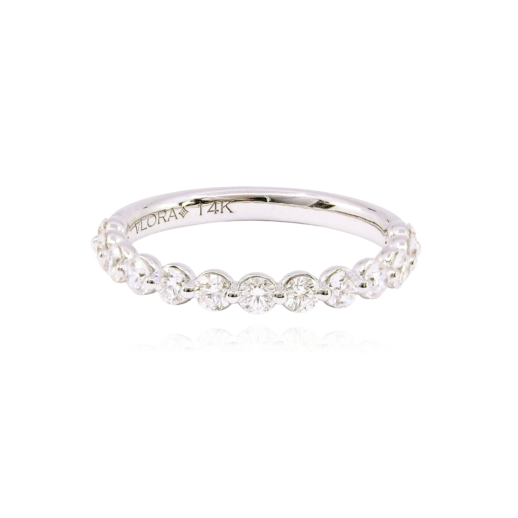 14K WHITE GOLD DIAMOND BEAD SET WEDDING BAND - 0.70CTW