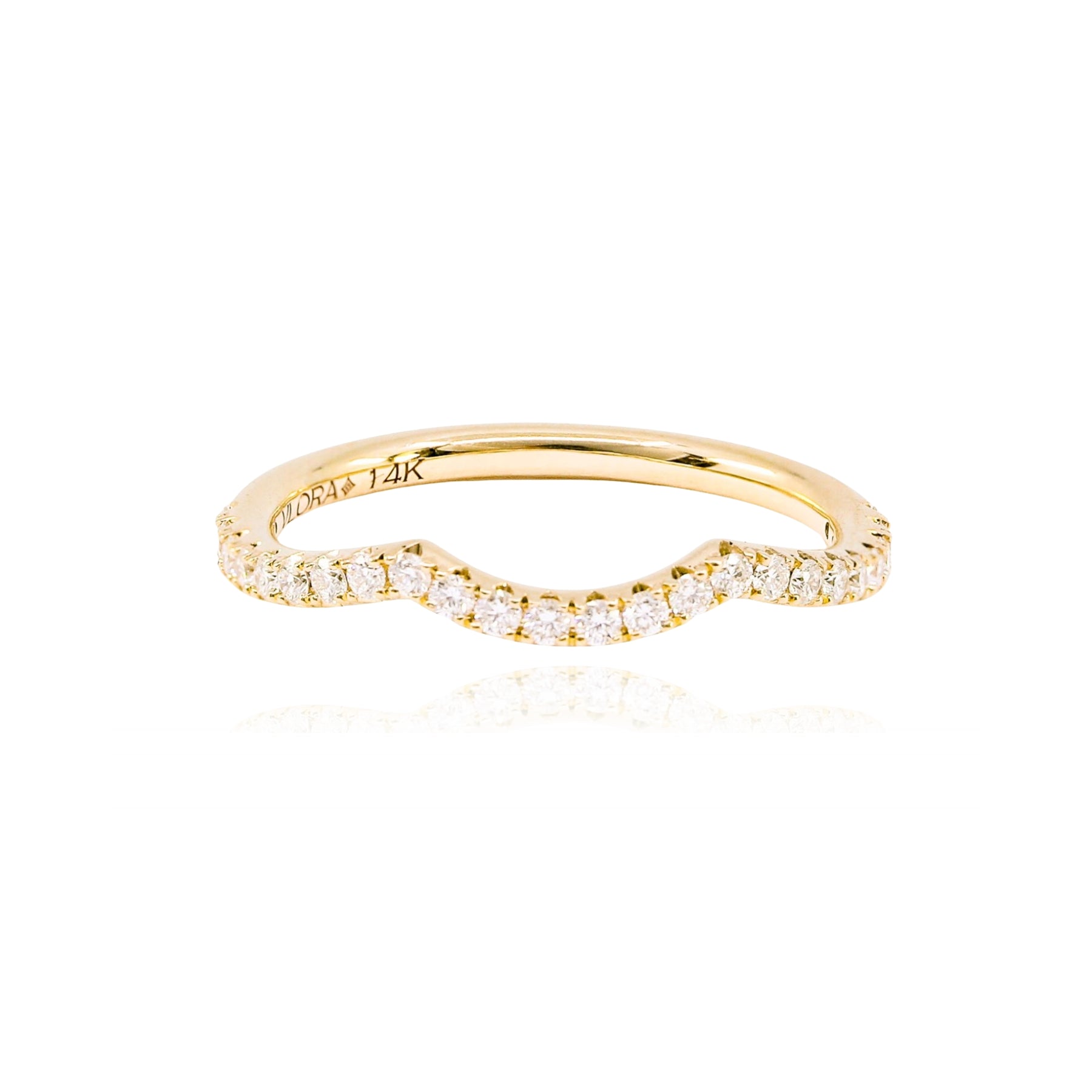 VLORA 14K YELLOW GOLD PAVE CONTOURED WEDDING BAND 0.26CTW