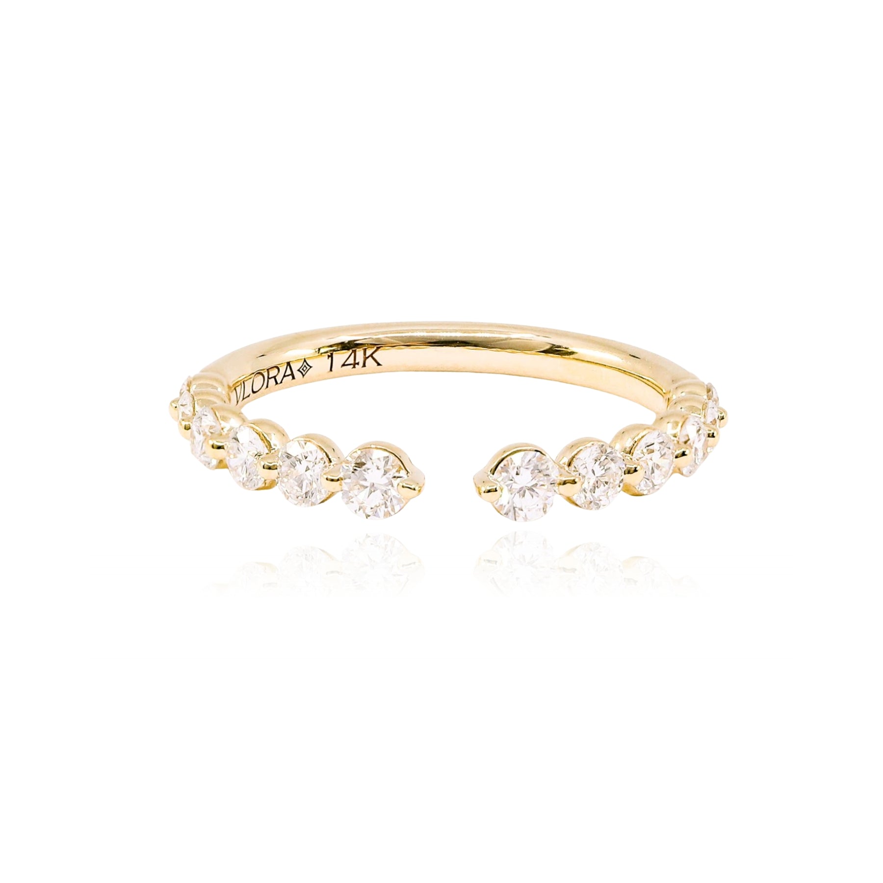 VLORA 14K YELLOW GOLD OPEN TOP DIAMOND WEDDING BAND 0.66CTW