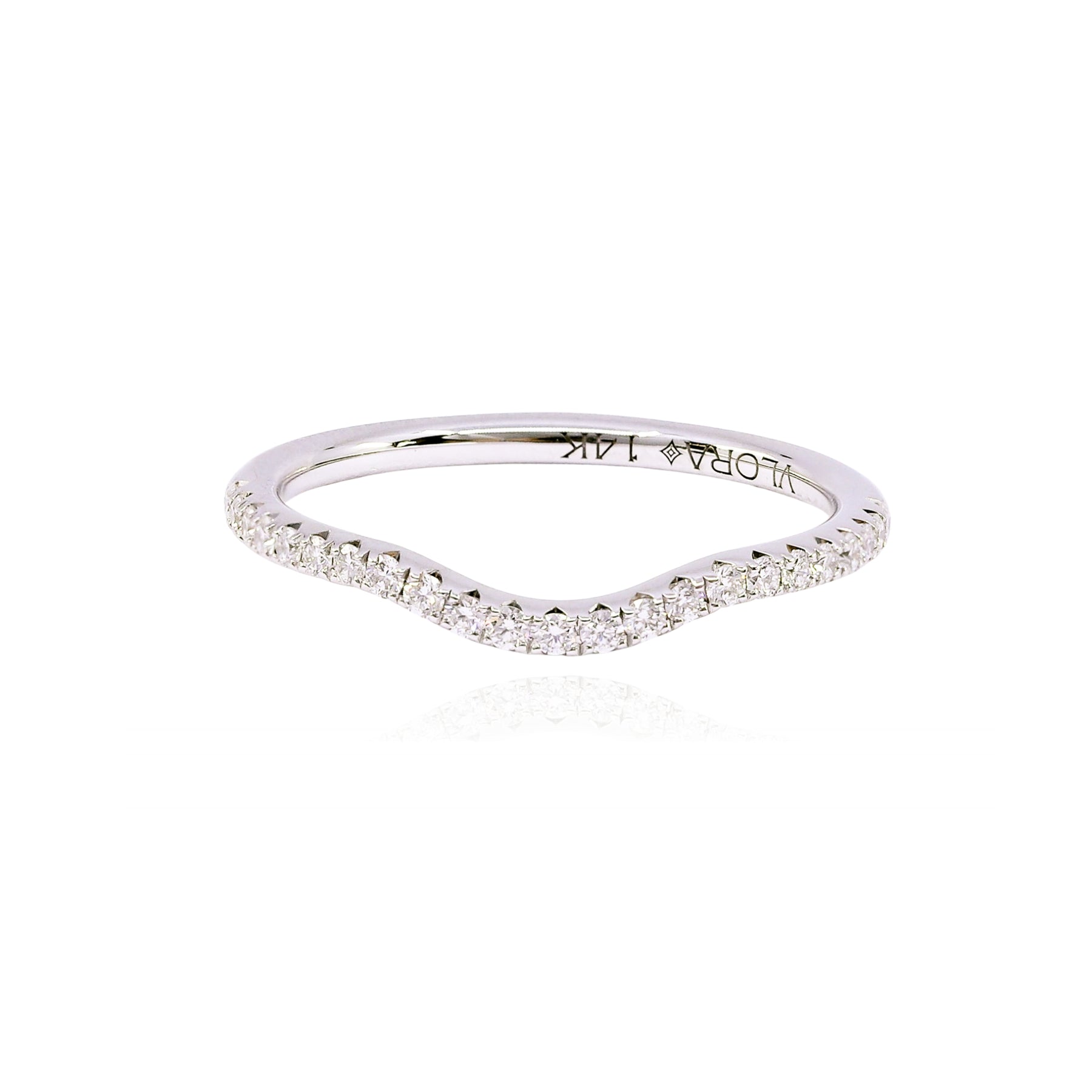 VLORA 14K WHITE GOLD CONTOUR PAVE DIAMOND WEDDING BAND - 0.21CTW