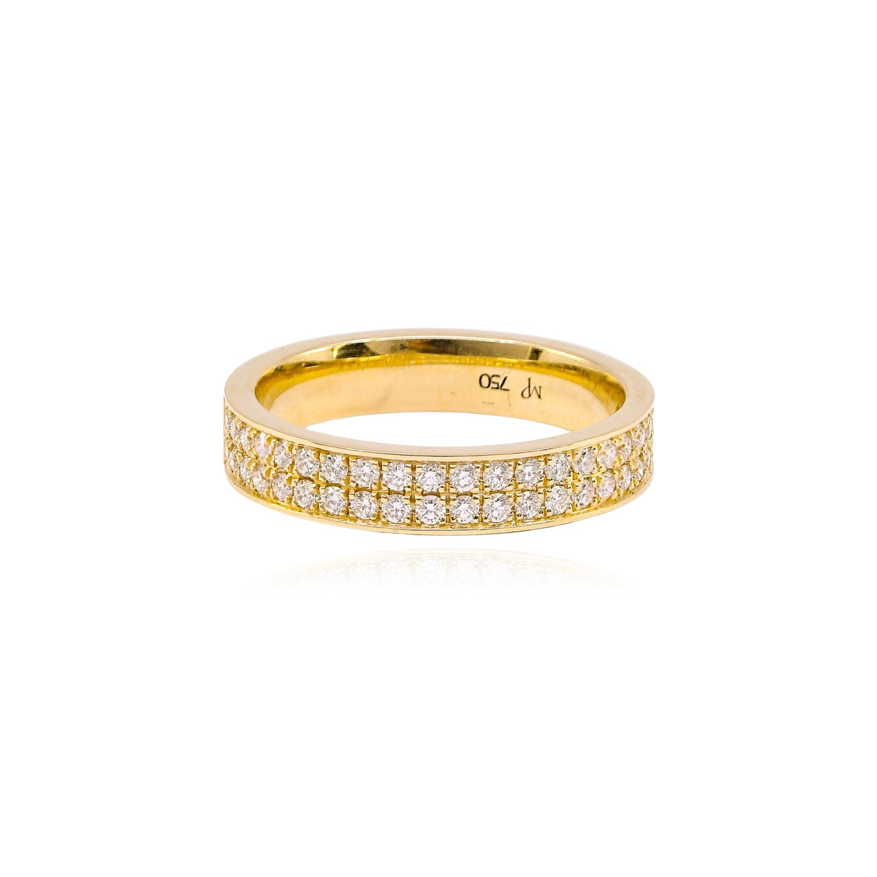 MARK PATTERSON 18K YELLOW GOLD DOUBLE ROW PAVE WEDDING BAND 0.39CTW