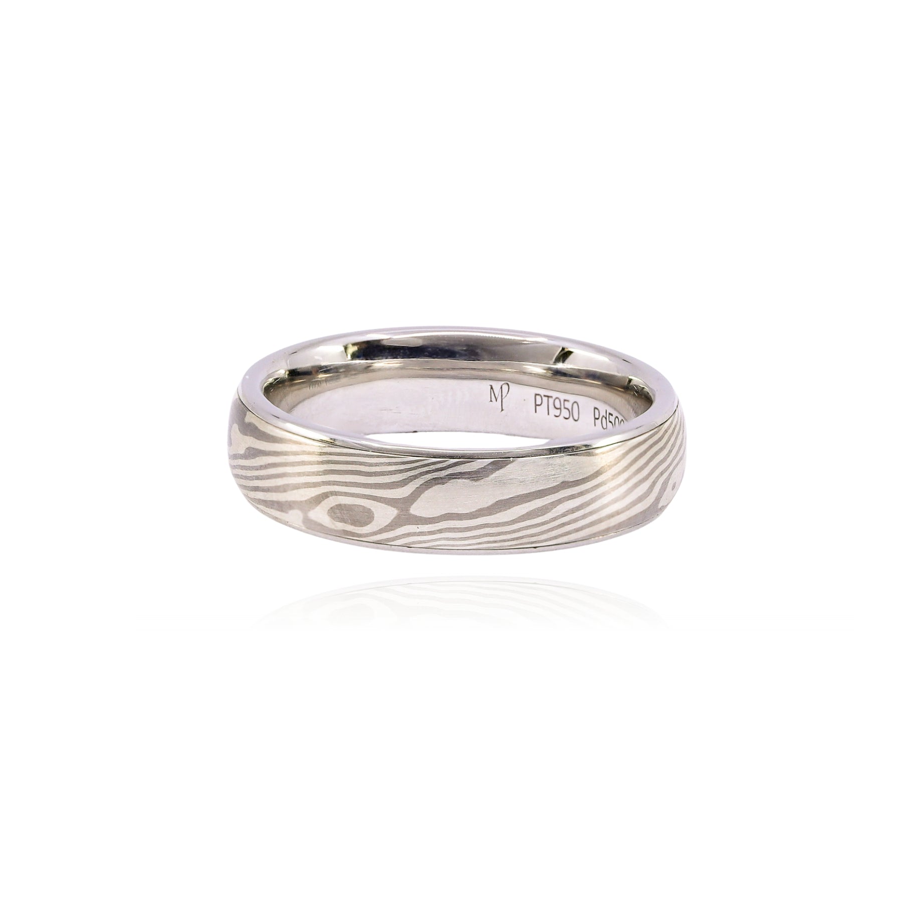 MARK PATTERSON PLATINUM PALLADIUM STERLING SILVER MOKUME GANE WEDDING BAND