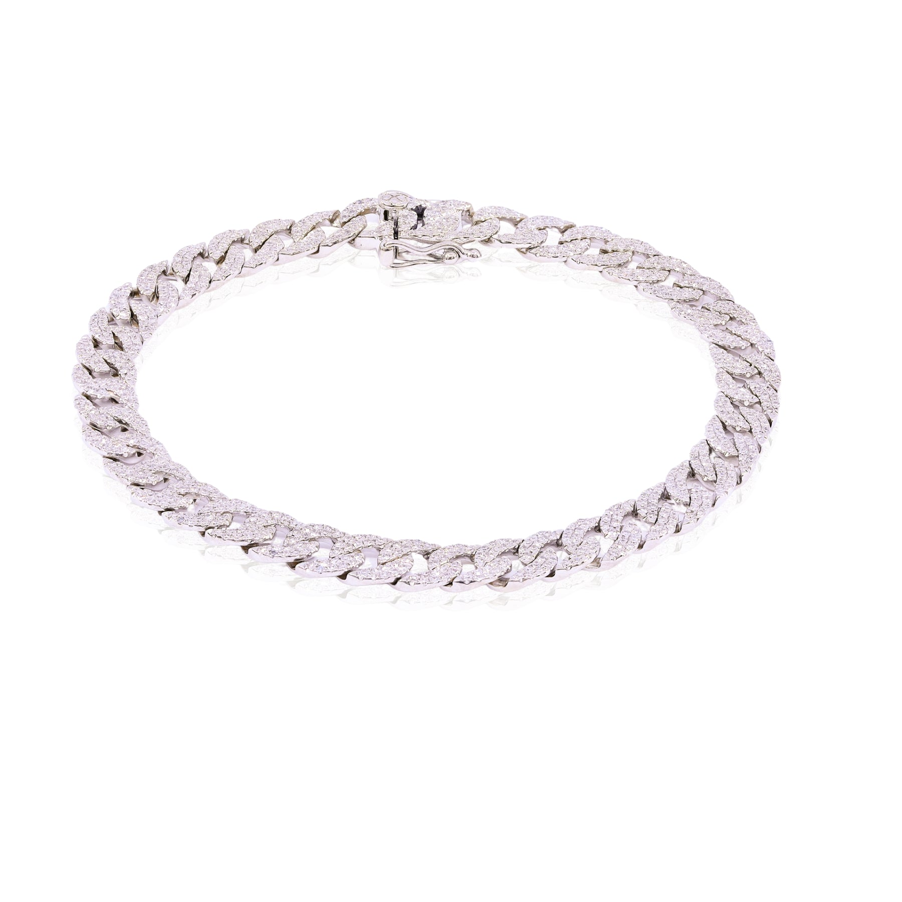 ESTATE SHY CREATION 14K WHITE GOLD DIAMOND CURB LINK BRACELET - 1.69CTW