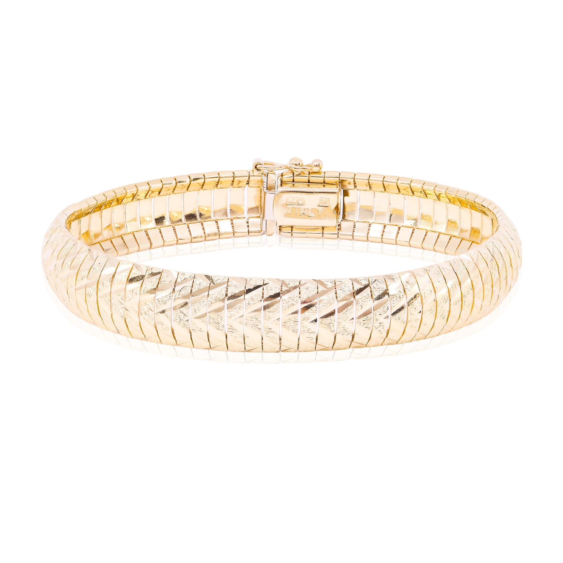 ESTATE 14K YELLOW GOLD FACETED LINK BRACELET