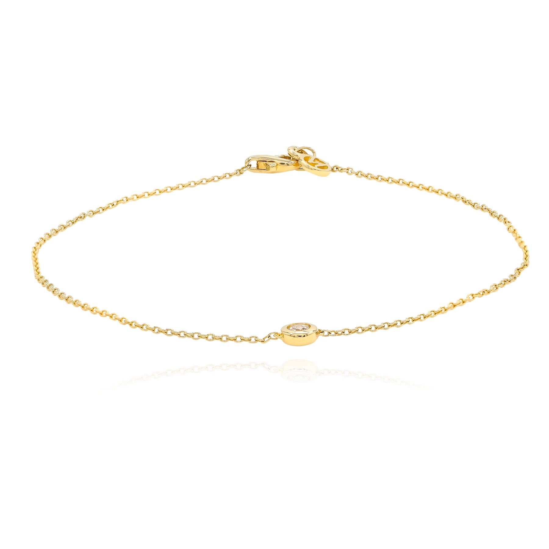ESTATE 14K YELLOW GOLD BEZEL DIAMOND BRACELET