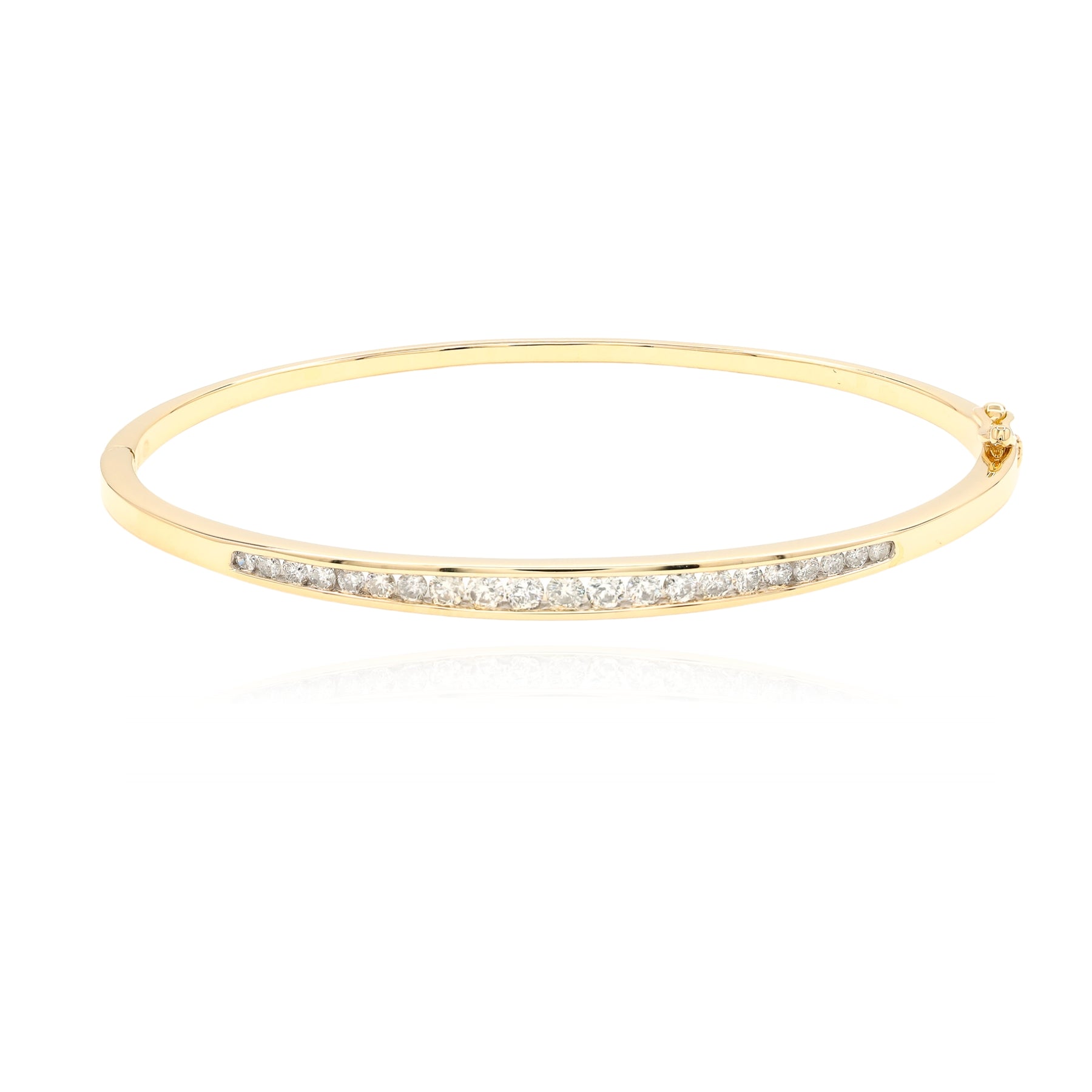 ESTATE 14K YELLOW GOLD DIAMOND HINGED BANGLE BRACELET - 1.34CTW