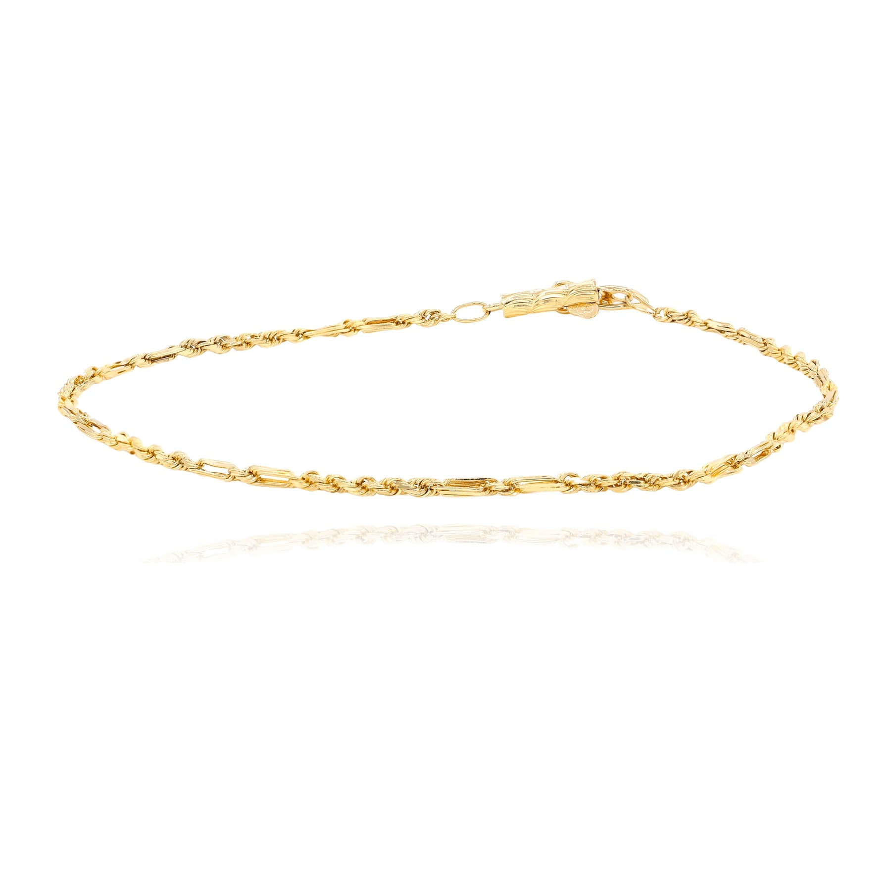 ESTATE 14K YELLOW GOLD ROPE CHAIN BRACELET 