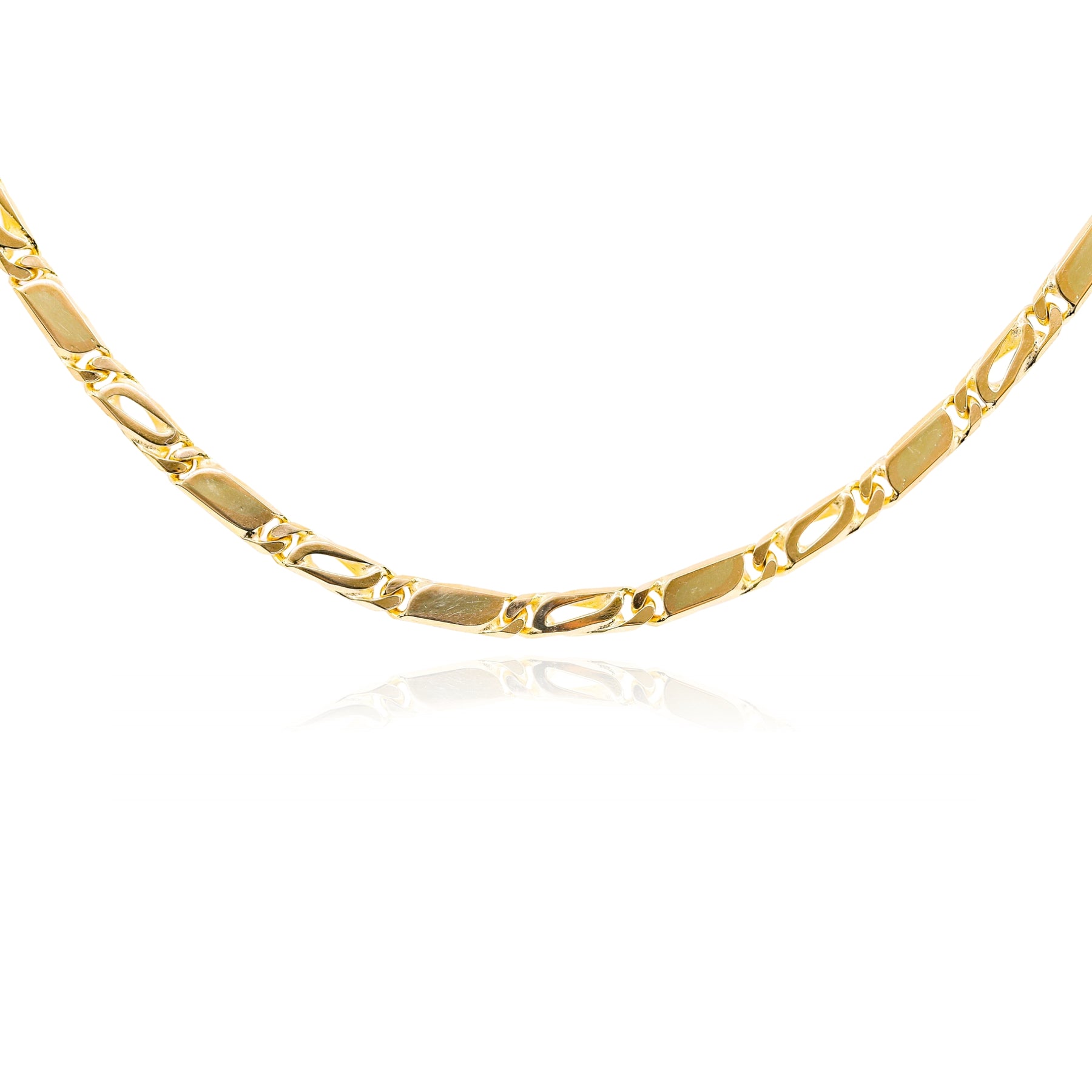 ESTATE 18K YELLOW GOLD TIGER EYE LINK CHAIN  218-02119