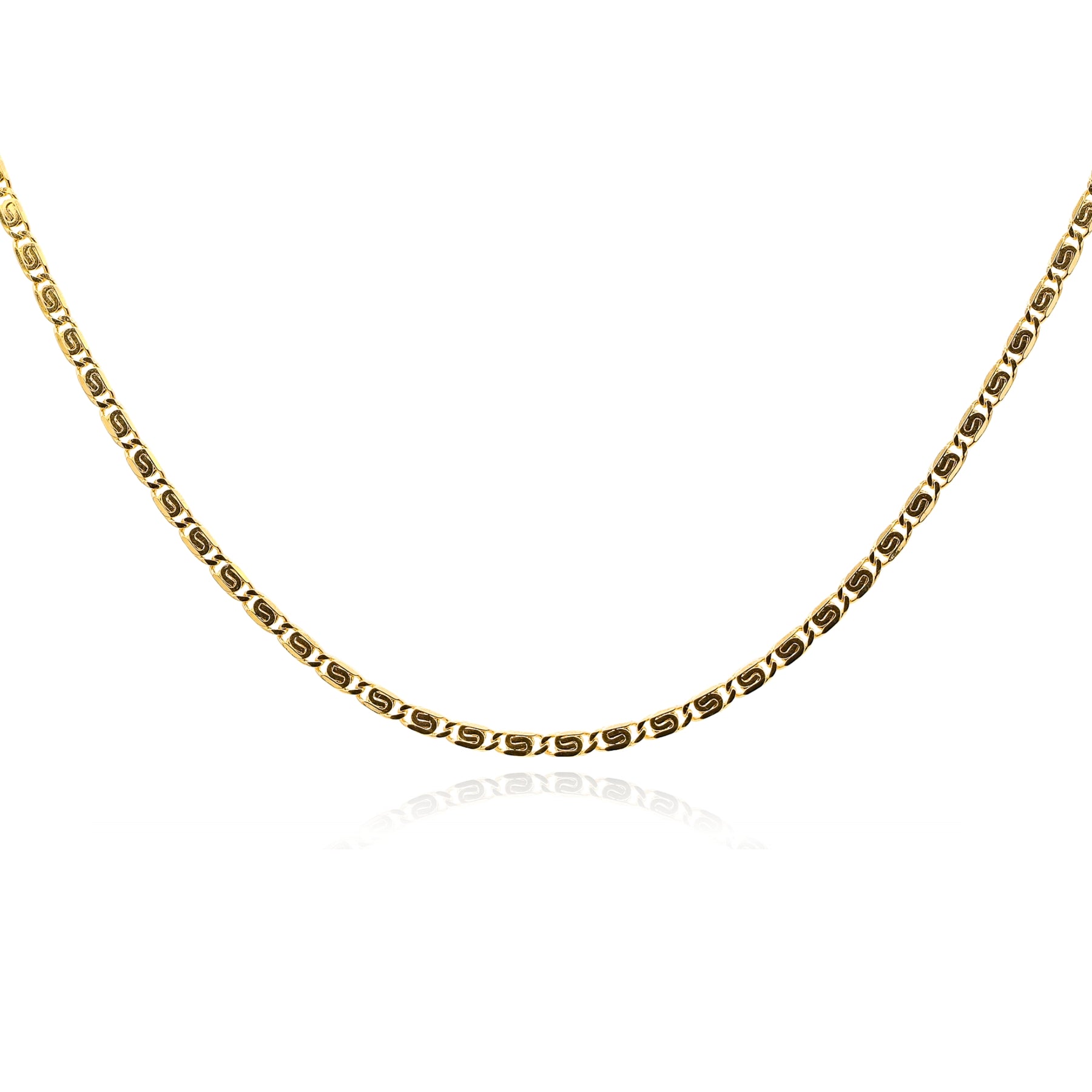 ESTATE 14K YELLOW GOLD FLAT SWIRLED LINK CHAIN