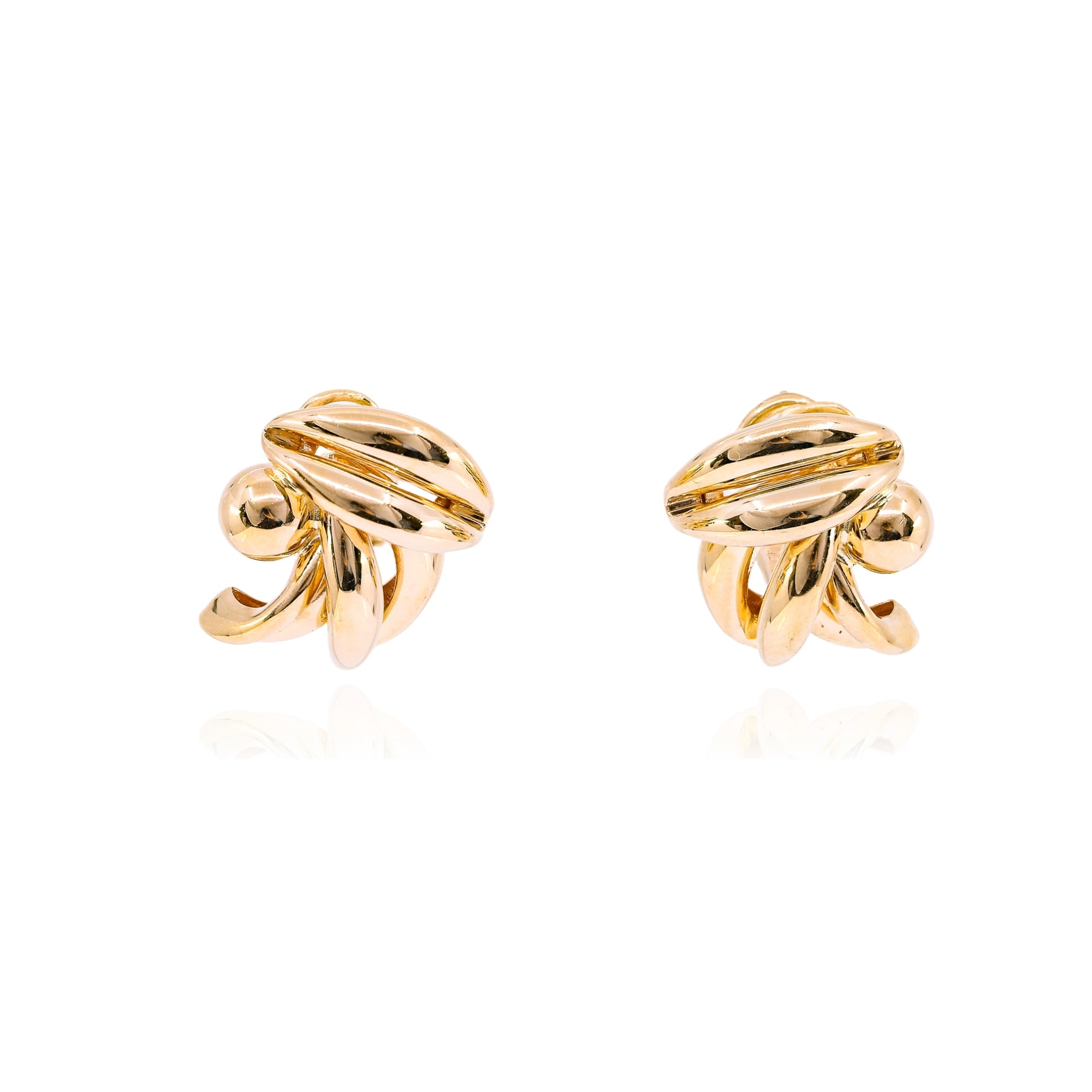 ESTATE 14K YELLOW GOLD ABSTRACT LEAF EARRINGS