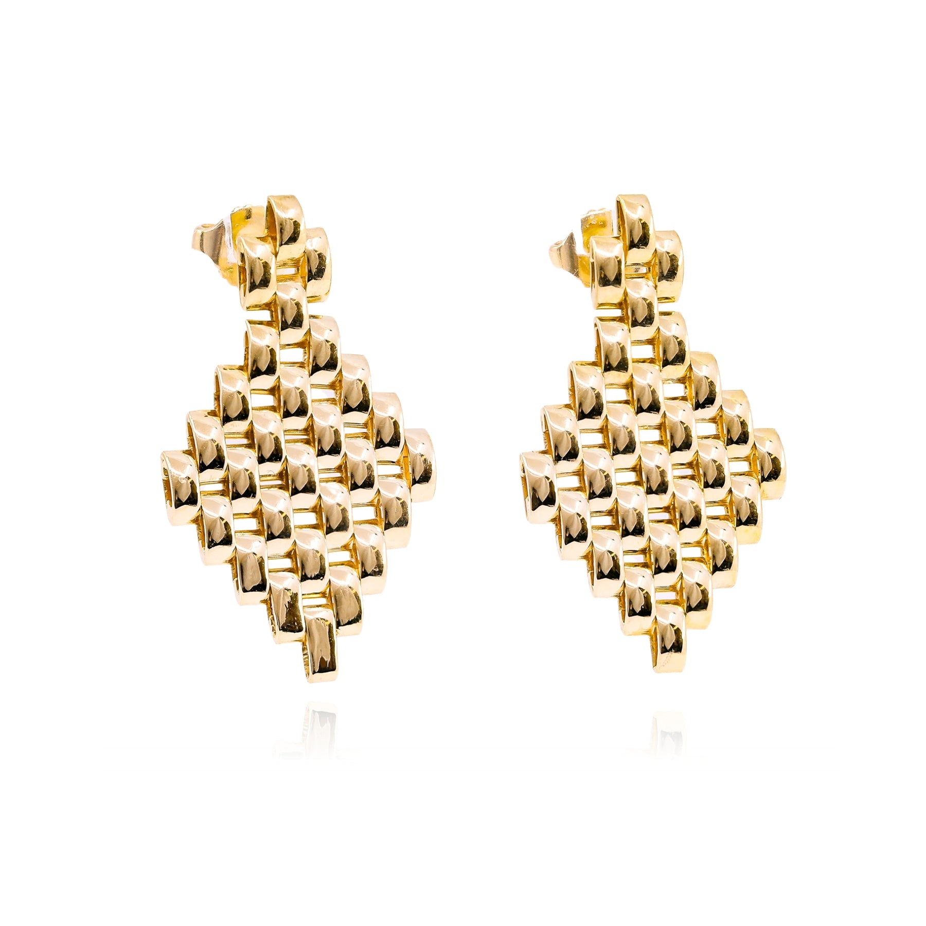 ESTATE 14K YELLOW GOLD BUBBLE LINK EARRINGS